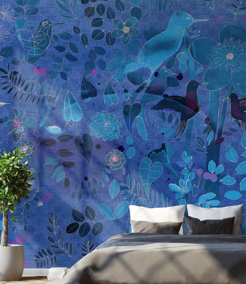 Watercolor and nature in blue | Wall coverings / wallpapers | WallPepper/ Group