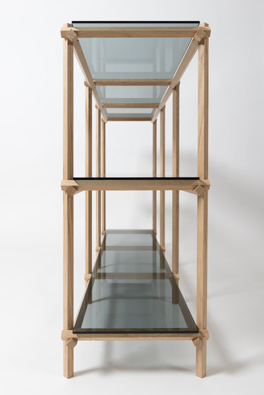 Angled Cabinet | oak | blue glass | Shelving | Vij5