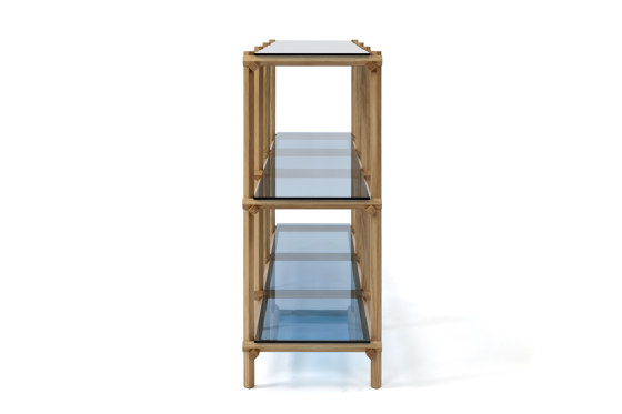 Angled Cabinet | oak | blue glass | Shelving | Vij5
