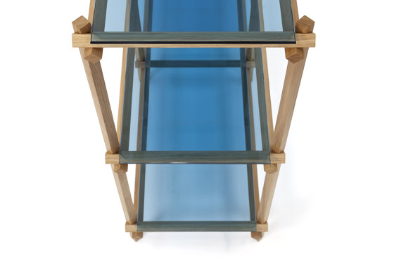 Angled Cabinet | oak | blue glass | Estantería | Vij5