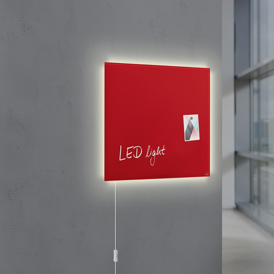 Glas-Magnettafel Artverum LED light, 48 x 48 cm | Wandleuchten | Sigel