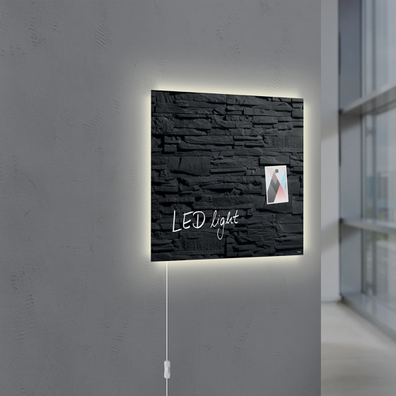 Glas-Magnettafel Artverum LED light, 130 x 55 cm | Wandleuchten | Sigel