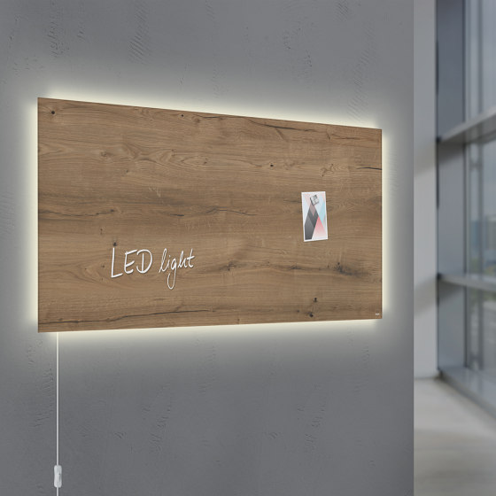 Glas-Magnettafel Artverum LED light, 91 x 46 cm | Wandleuchten | Sigel