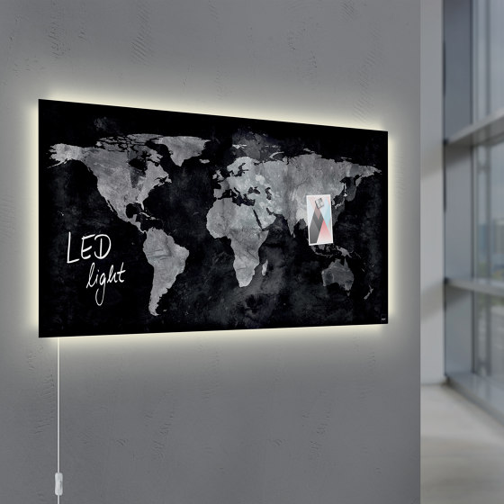 Pizarra de cristal magnética Artverum LED light, 91 x 46 cm | Lámparas de pared | Sigel