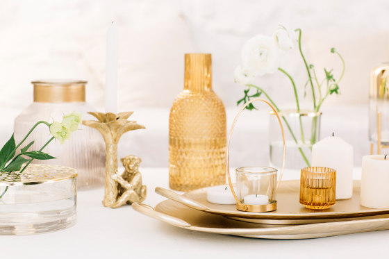 Decoration Complemens | Glass Tube/ Gold Metal Vase 12X10X25 | Vasen | Andrea House