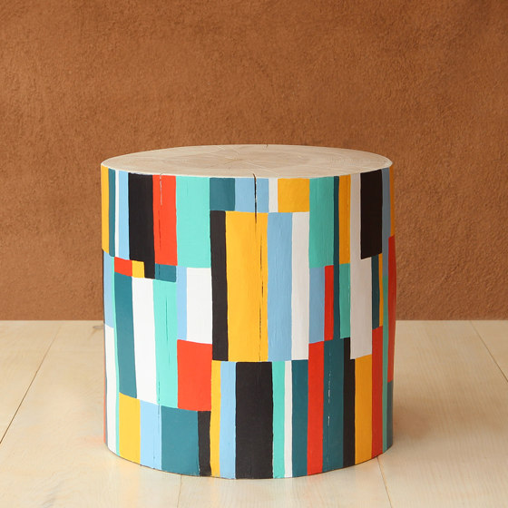 Color Block Hand Painted Log Table | Beistelltische | Pfeifer Studio