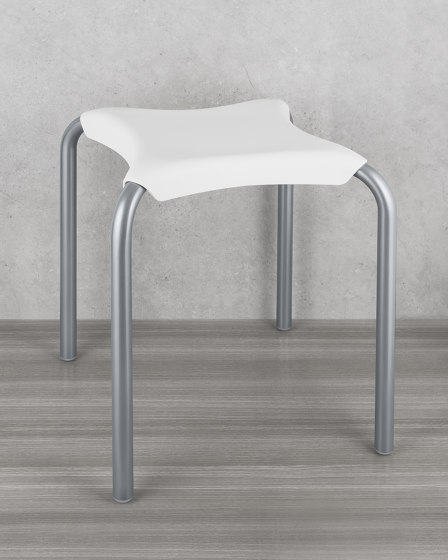 Sgabello SIT. Seduta in ABS bianco. Struttura in alluminio verniciato con polvere epossidica grigia | Sgabelli | COLOMBO DESIGN