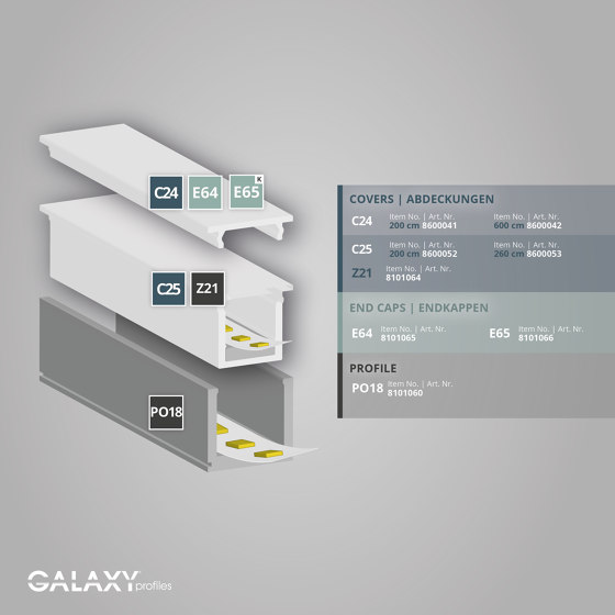 PO18 Serie | Endkappe E65 Silikon |  | Galaxy Profiles