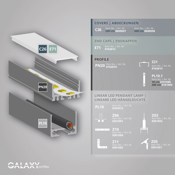 PN20 series | PL10 LED CONSTRUCTION profile / universal cable channel | Profiles | Galaxy Profiles