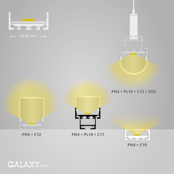 PN4 series | PN4 LED CONSTRUCTION PROFILE 200 cm, flat | Profiles | Galaxy Profiles