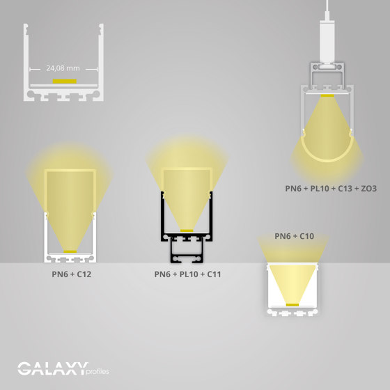 PN6 Serie | PN6 LED AUFBAU-Profil 200 cm, hoch | Profile | Galaxy Profiles