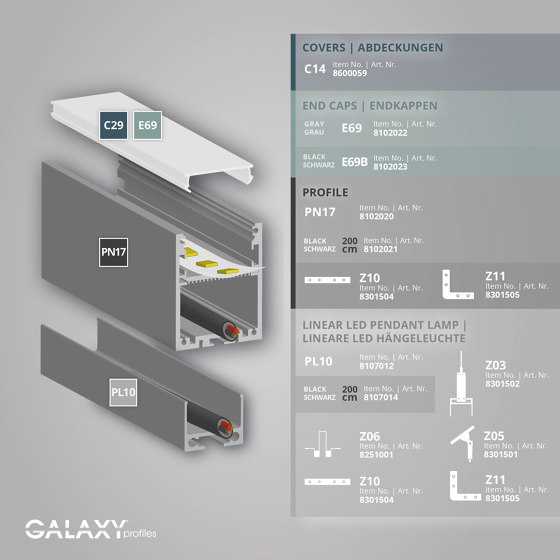 PN17 series | PL10 LED CONSTRUCTION profile / universal cable channel | Profilés | Galaxy Profiles