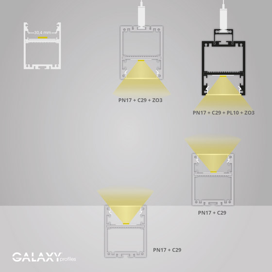 PN17 series | PN17 LED CONSTRUCTION profile 200 cm, symmetrical | Perfiles de iluminación | Galaxy Profiles