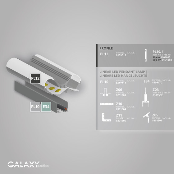 PL12 series | End cap E34 aluminium | Profili | Galaxy Profiles