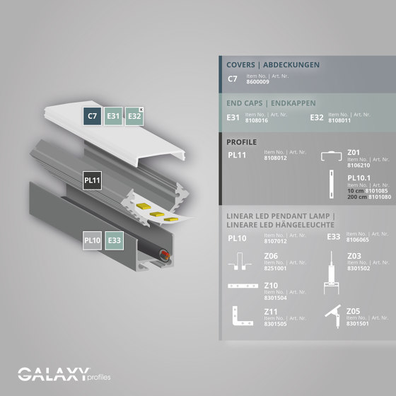 PL11 Serie | Cover C7 opal/satiniert 200 cm |  | Galaxy Profiles