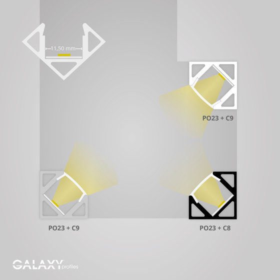 PO23 series | PO23 LED CORNER profile 200 cm | Perfiles de iluminación | Galaxy Profiles
