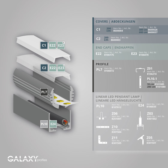 PL7 series | PL10 LED CONSTRUCTION profile / universal cable channel | Profilés | Galaxy Profiles