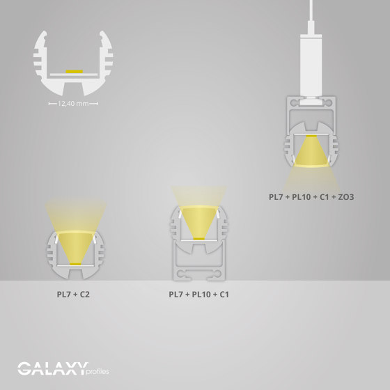 PL7 series | PL10.1 LED CONSTRUCTION / ASSEMBLY profile 200 cm, flat | Profilés | Galaxy Profiles
