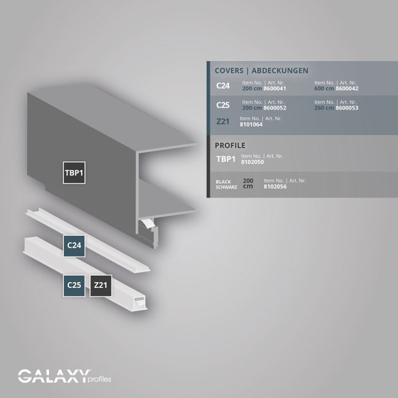 TBP1 series | TBP1 LED drywall profile 200 cm | Profilés | Galaxy Profiles