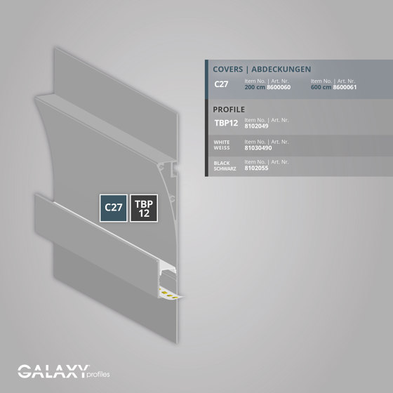 TBP12 series | TBP12 LED drywall profile 200 cm | Profilés | Galaxy Profiles