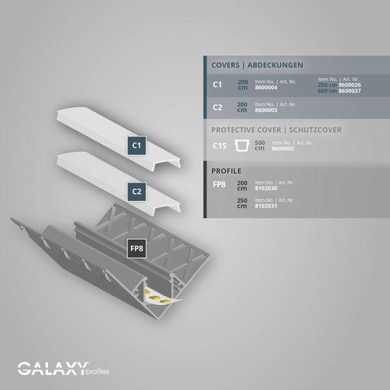FP8 Serie | FP8 LED Fliesenprofil Inneneck 250cm | Profile | Galaxy Profiles