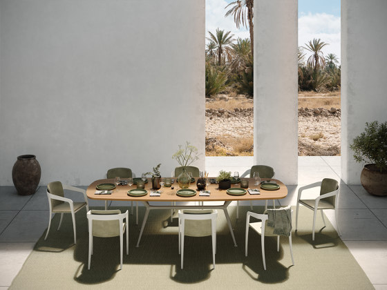 Exes table 160cm round coated aluminium & plateau en céramique | Tables de repas | Royal Botania