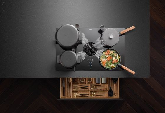 PUXU | BORA X Pure surface induction cooktop with integrated cooktop extractor - recirculation | Cooktop extractors | BORA