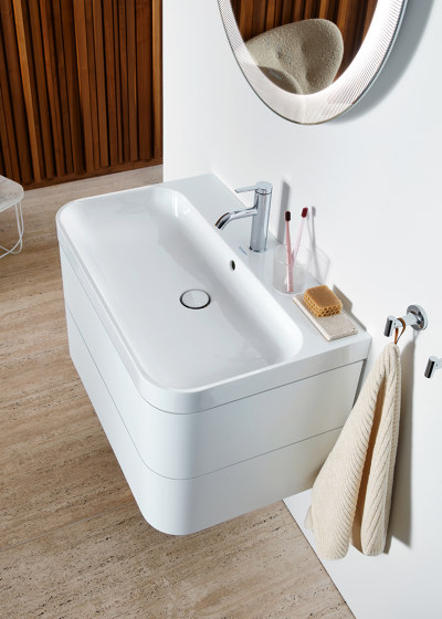 Happy D.2 Plus - Furniture washbasin c-shaped with metal console floor-standing | Wash basins | DURAVIT