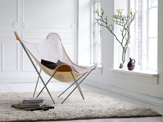 Canvas Mariposa Butterfly Chair Black Chrome Frame | Armchairs | Cuero Design