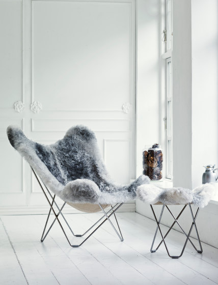 Iceland Mariposa Butterlfy Chair Shorn Black Chrome Frame | Sillones | Cuero Design