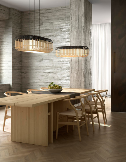Bamboo Oval | Pendant Lamp | M Black | Suspended lights | Forestier