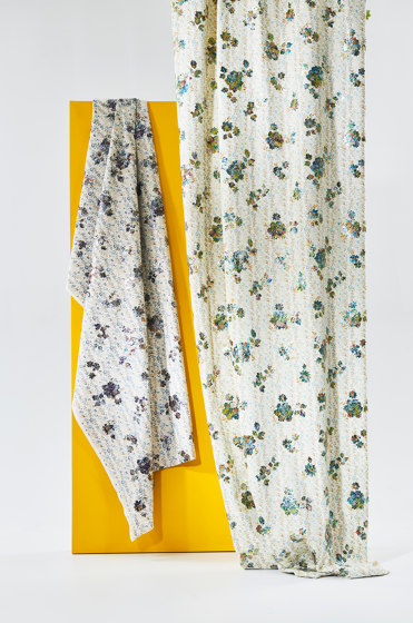 Nanette col. 201 ecru/yellow/turqoise | Drapery fabrics | Jakob Schlaepfer