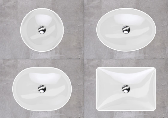 VariForm | countertop washbasin elliptic with tap hole bench | Lavabos | Geberit