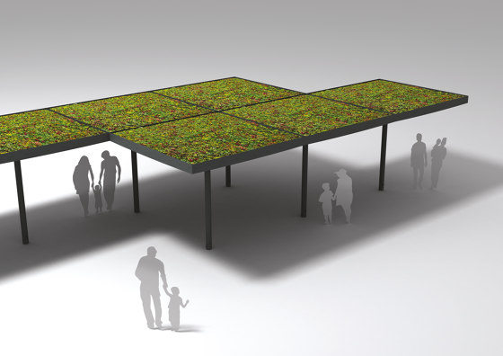 pin green | Shelter with vegetative roof | Bus stop shelters | mmcité
