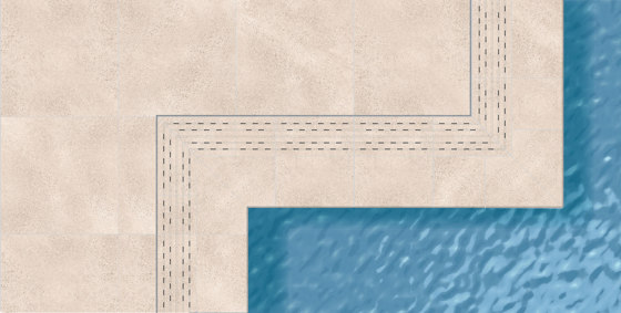 Crosscut Petra pool edge Creta and drain grate RJ67 | Ceramic tiles | Cerámica Mayor