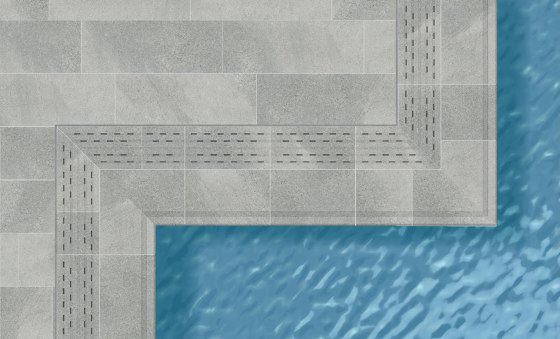 Maui edge and drain grate RJ67 Stromboli Silver | Ceramic tiles | Cerámica Mayor