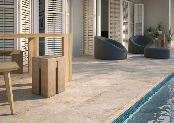 Stromboli Cream Mikonos pool edge | Ceramic tiles | Cerámica Mayor