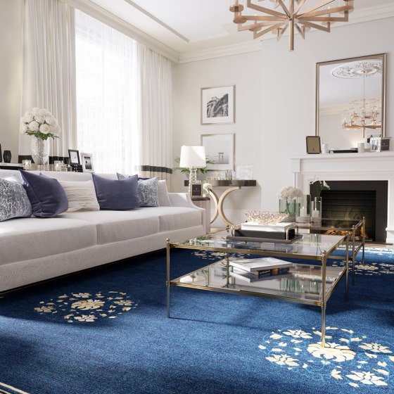 Chinoiserie | Floating Lotus River Blue | Formatteppiche | Tapis Rouge