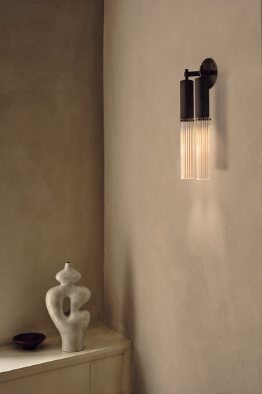 Flume | Double Wall Light - Satin Brass & Frosted Reeded Glass | Lampade parete | J. Adams & Co