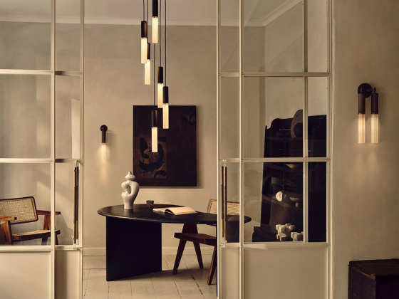 Flume | Double Wall Light - Bronze & Frosted Reeded Glass | Wall lights | J. Adams & Co