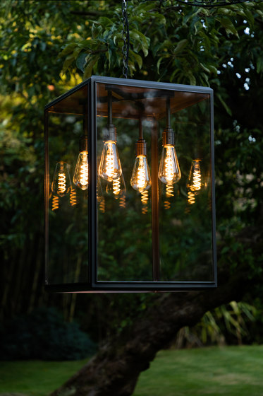 Lantern | Hazel Floor Light - Small, Battery powered - Antique Brass & Clear Glass | Floor lights | J. Adams & Co.