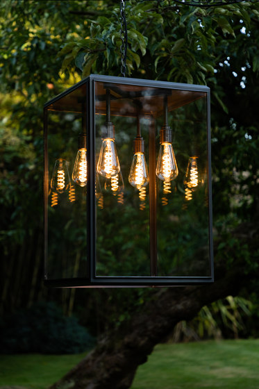 Lantern | Cedar Wall Light - Large Quad Lamp - Antique Brass & Clear Glass by J. Adams & Co
