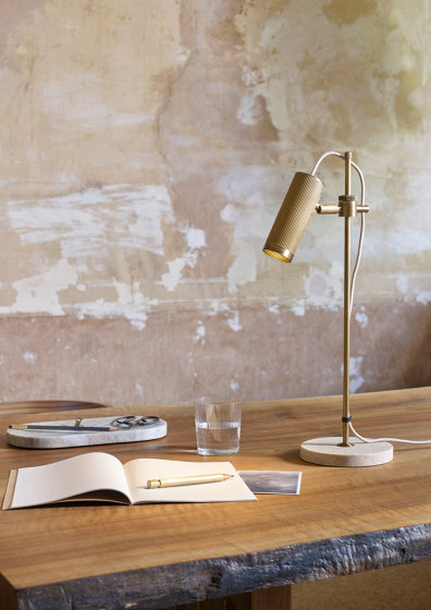 Spot | Desk Light - Satin Brass & Black Marble base | Table lights | J. Adams & Co.