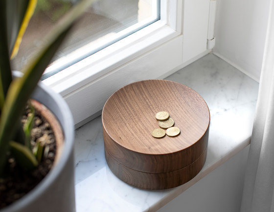 Tani Bowl & Mirror Set walnut wood | Storage boxes | Caussa