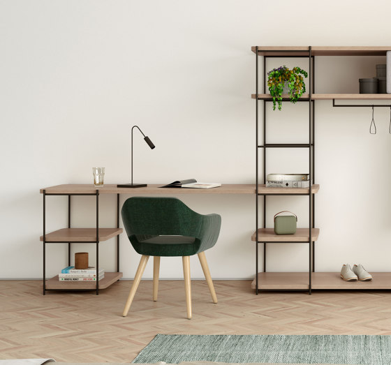 Sistema de escritorio y estantería de madera natural Julia | Estantería | Momocca