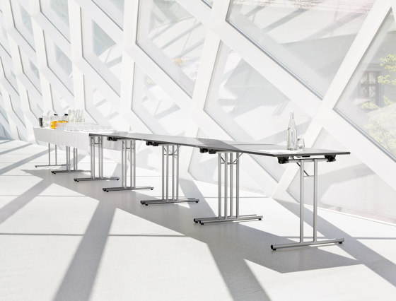 f.t.s. folding table 4-leg base, round feet | Mesas contract | Wiesner-Hager