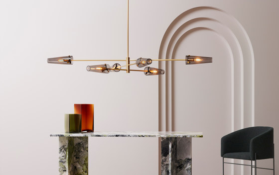 Axis large pendant satin brass / smoked glass | Suspended lights | CTO Lighting