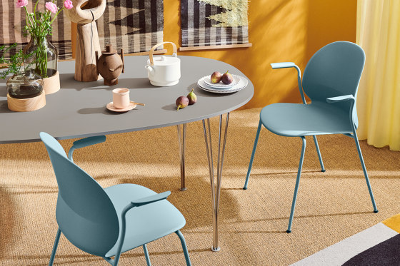 N02™ Recycle | Chounter stool | N02-40 | Light blue | Chrome base | Barhocker | Fritz Hansen