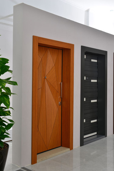 Geta Door With One Of Natural Wood Veneer (Walnut, Teak, Oak, Whitened Oak), Lacquer (Anthracite, Grey, White) Color Options | Haustüren | Mikodam