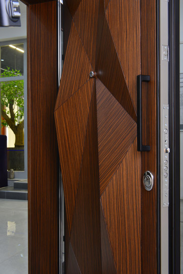Geta Door With One Of Natural Wood Veneer (Walnut, Teak, Oak, Whitened Oak), Lacquer (Anthracite, Grey, White) Color Options | Entrance doors | Mikodam